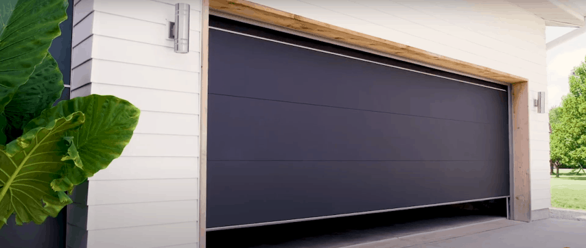 Black Electric Garage Door in a Modern Home